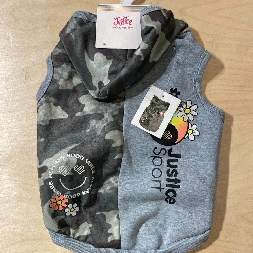 Justice Sport Camouflage and Gray Dog Hoodie Medium (LT)